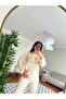 Women's Beige Linen Embroidered Buttoned Gathered Sleeve Very Stylish Shirt - 5