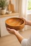 Wooden Salad Bowl - Round Fruit Serving Tray - Decorative Solid Beech (20cm)