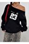 23 Printed Oversized Women's Boat Neck Sweatshirt