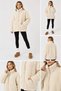Beige Standing Collar Plush Coat - 2