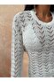 Patterned Long Cotton Openwork Beach Dress - 7
