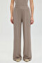 Soft Rib Straight Cut Loose Trousers Mink - 2