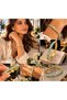 Luxurious Elegant Gold Gold-Plated Handcuff Blue Pearlescent Enamel Flower Motif Stone Bracelet Women's Bracelet Bracelet - 2