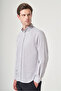 Gray Buttoned Collar Oxford Slim Fit Cotton Shirt 1004265124 - 3