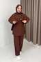 Women's belted, rhinestone-embellished sandy suit in brown - 2