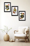 3-Piece A4 Black Frame Set Bohemian - Decorative Black Aluminum Framed Painting Set - 5