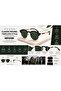 Classic Round Polarized Sunglasses for Men & Women, Black & Gold Frame with Green Lenses - 7