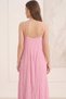 Women's Pink Crinkle Linen Textured Rope Strap Bohemian Pinterest Long Dress - 2