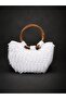 Handmade Sequin Detailed Straw Handle Women's Handbag - Cream |   29 X 20 cm