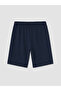 Navy Blue Regular Fit Men's Pajama Bottom Shorts - 7