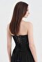Women's Embroidered Fabric Detailed Lace-Up Design Corset - 3