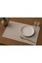 Striped Brown 6-Piece Natural Linen Bohemian Vintage Cream Placemat Set