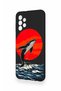 Samsung A13 Compatible Red Sun Whale Patterned Silicone Case - 3
