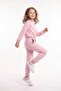 Girl's Round Collar Pocket Piping Detailed Plain Unprinted Elastic Cuffed Top and Bottom Tracksuit Set - 3