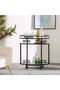 2-in-1 Nesting Bar Cart & Side Table, Rolling Serving Trolley with Tempered Glass Shelves, Mobile Drinks Cart with Lockable Wheels - 2