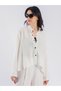 Snap-Fasten Draped Shirt & Slim High-Waisted Loose-Fit Trousers Two-Piece Set - 3
