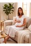 New Season Ecru Lace Detailed Design with Easy Breastfeeding Feature Short Sleeve 100% Cotton Maternity Nightgown - 6