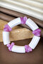 Dore Collection Women's Cylinder Beaded Flexible Elastic Natural Stone Look Bracelet - 2