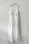 Italian Ecru Lace Collar Lined Skirt Ruffle Trim Adjustable Strap Casual Woven Dress 140 50 - 2