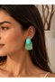Women's Steel Green Natural Stone Looking Geometric Earrings |   Modern Design