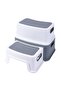 Kids Step Stool, 2-Tier Non-Slip Toddler Stool for Bathroom & Kitchen, Multifunctional Helper for Washing & Learning, Easy to Assemble & Heavy-Duty (Max Load 150kg),Grey
