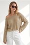 Women's Gold Boat Neck Spanish Sleeve Metallic Semi-Transparent Blouse Blz-19003441 - 4