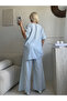Baby Blue 100% Cotton Organic Fabric Standard Size 38/48 Compatible Elevator Detailed Six-Button Pants - 2