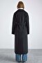 Knitted and Button Detailed Double-Breasted Premium Coat Black 3170 - 7
