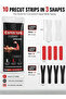 Set of 1 EPOS TAPE Precut Upper Body Kinesiology Tape, 10 Pieces, 2 White X-Shaped 20 × 5 cm, 4 Red I-Shaped 20 × 5 cm, 4 Black Y-Shaped 25 × 5 cm, 12 Application Guides - 2