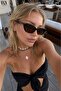 Women's Kiki Sun Sunglasses Uv400 Black Brown |   Case and Cleaning Cloth Gift Set - 2