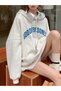 Women's Gray Goodvibe Printed Hooded Hoodie Sweatshirt - 3