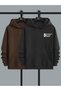 Unisex Brown-Black Still Freedom Printed 3 Thread Hooded Hoodie Sweatshirt - 3