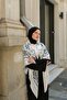 Lusso Shoulder Shawl - White Black - 3