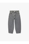 Cotton Stitched Detailed Pocketed Balloon Cut Denim Trousers