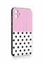 Samsung A05 Compatible Pink Striped Polka Dot Patterned Silicone Case - 3