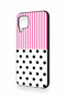 Huawei P40 Lite Compatible Pink Striped Polka Dot Patterned Silicone Case - 3