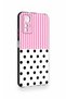 Redmi Note 12S Compatible Pink Striped Polka Dot Patterned Silicone Case - 3