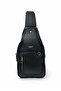Men's 5-Compartment Faux Leather Crossbody Chest Bag Black Matte