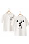 Halterci Shadow Back and Front Chest Printed 100% Cotton Oversize Loose Regular Fit Crew Neck T-Shirt