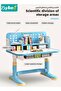 Enlarged Kids Table and Chair Set, Multifunctional Children's Reading Study Activity Desk, Ergonomic Toddler Chairs, with Storage Drawer, Bookcase, Double Shelves, for School Student Writing Studying - 3