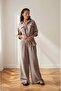 Brown Striped 100% Cotton Women's Shirt and Trouser Bottom Top Set - 2
