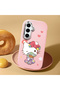 Samsung Galaxy S25 Compatible Case Camera Protector Pink Silicone Couple Phone Case Kitty Pattern - 2