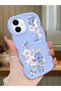 Samsung Galaxy A06 Compatible Case Camera Protector Blue Silicone Couple Phone Case Floral Pattern