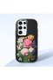 Samsung Galaxy S23 Ultra Compatible Case Camera Protector Black Silicone Couple Phone Case with Floral Pattern
