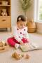 Baby Girl Heart Embroidered Ruffled Top and Bottom Set of 2 2-Thread Seasonal 3-12 Months - 4