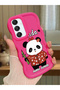 Samsung Galaxy A16 Compatible Case Camera Protector Red Silicone Couple Phone Case Panda Pattern
