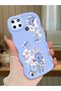 Realme C25Y Compatible Case Camera Protector Blue Silicone Couple Phone Case Floral Pattern
