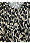 Original Oval Collar Patterned Blouse - 7