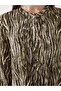 Original Oval Collar Patterned Dress - 3
