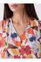 Original V-Neck Floral Gathered Blouse - 3